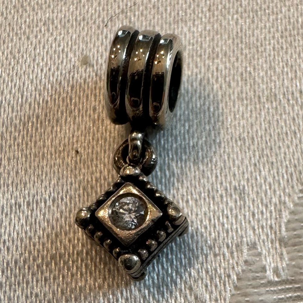 Pandora Silver Charm with Rhinestone Accent